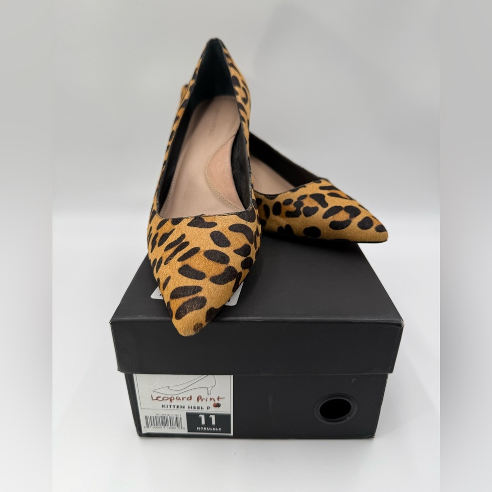 Banana Republic Pony Hair Leopard Print Kitten Heel Pumps SZ 11